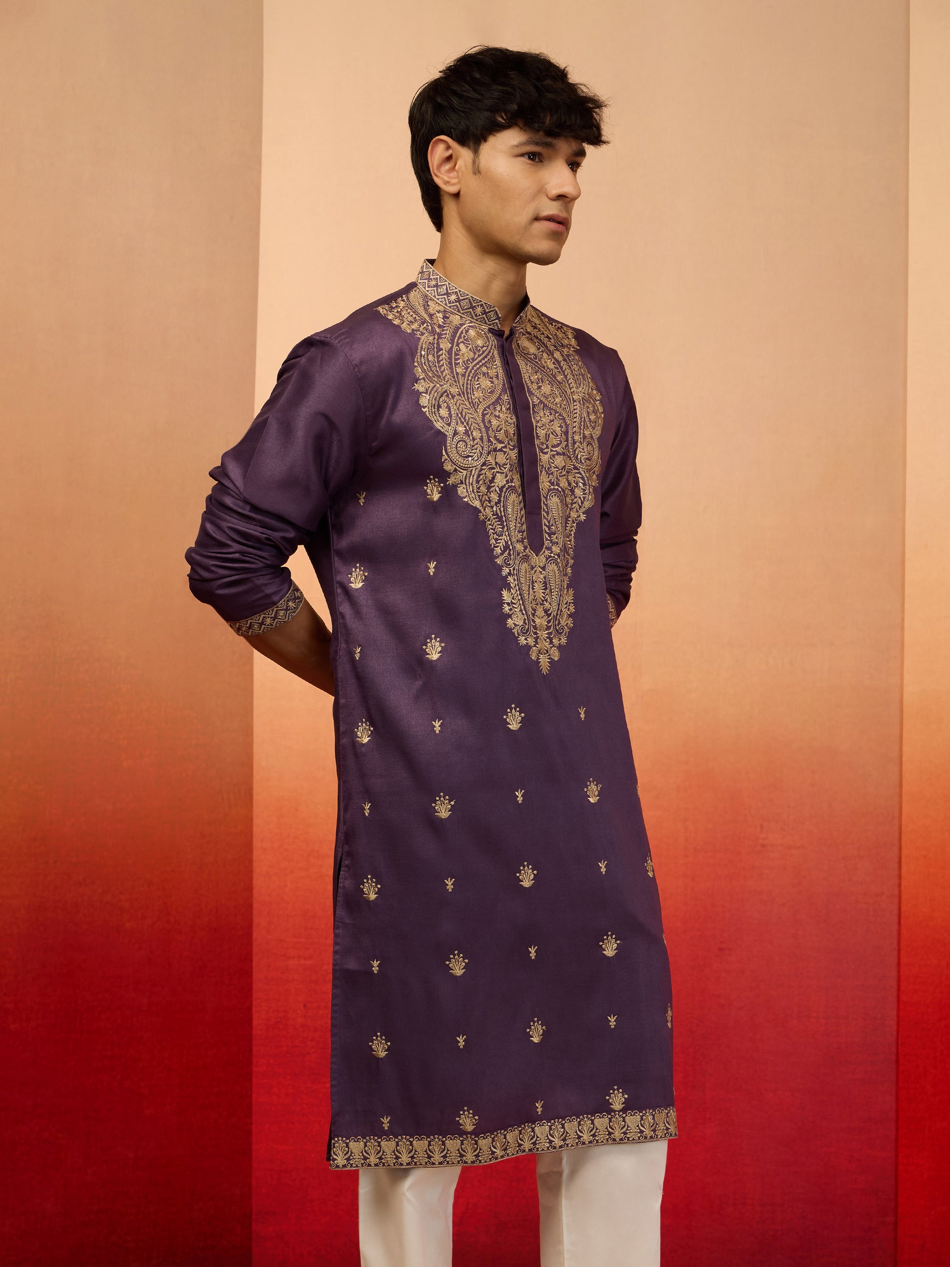 Purple Silk Blend Festival Men's Kurta