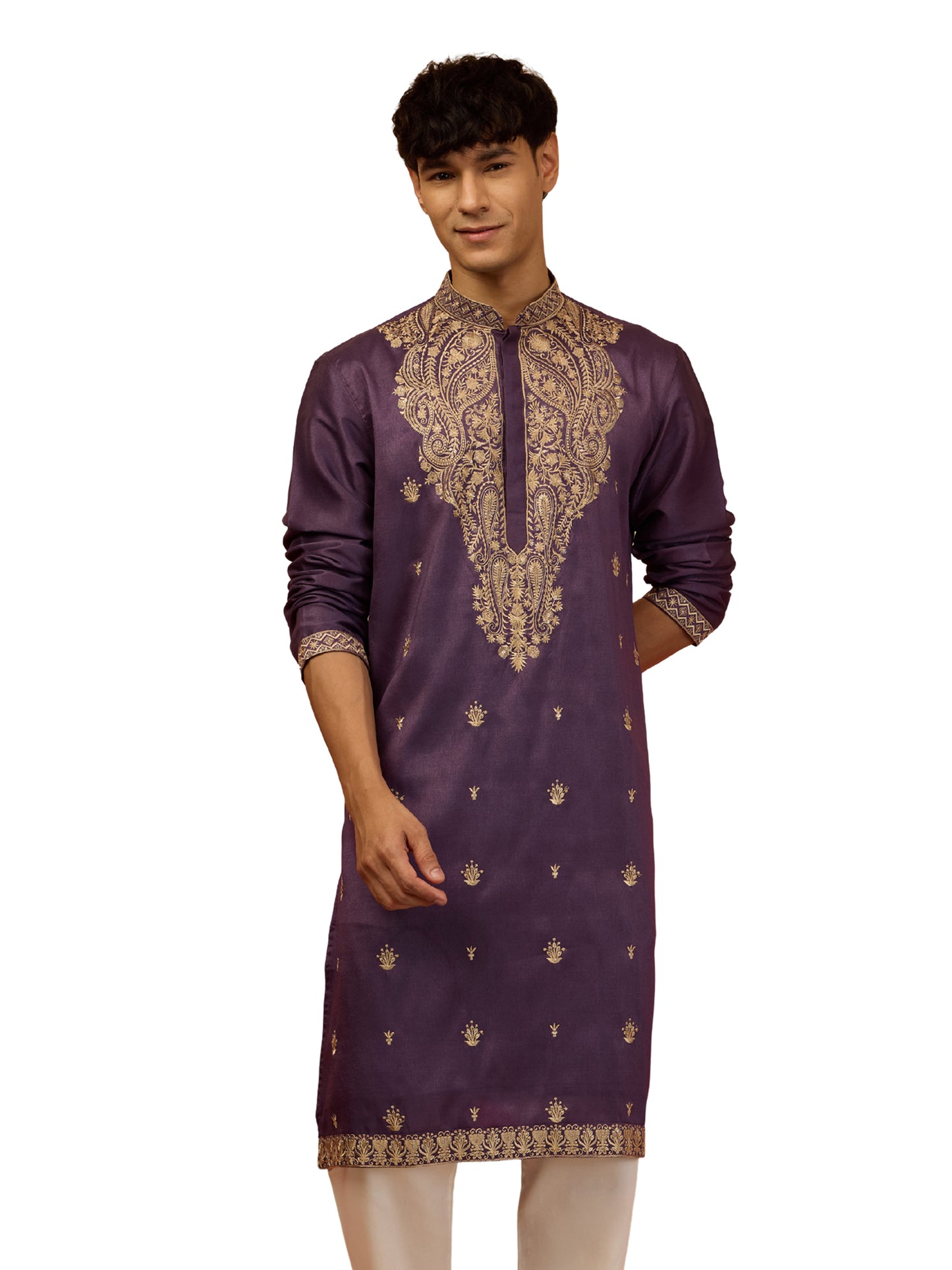 Purple Silk Blend Festival Men's Kurta