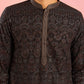 Black Silk Blend Party Wear Men's Kurta