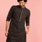 Black Silk Blend Party Wear Men's Kurta