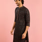 Black Silk Blend Party Wear Men's Kurta