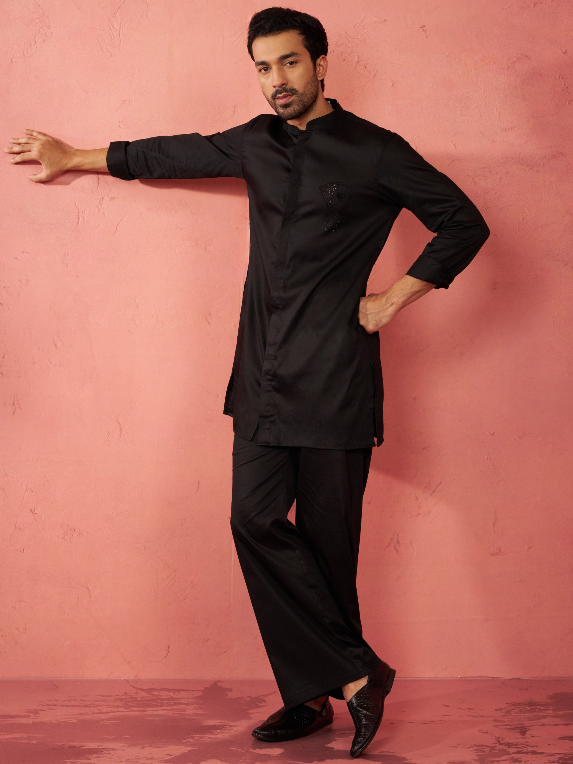 Gold Satin Festival Wear Men'S Kurta Set