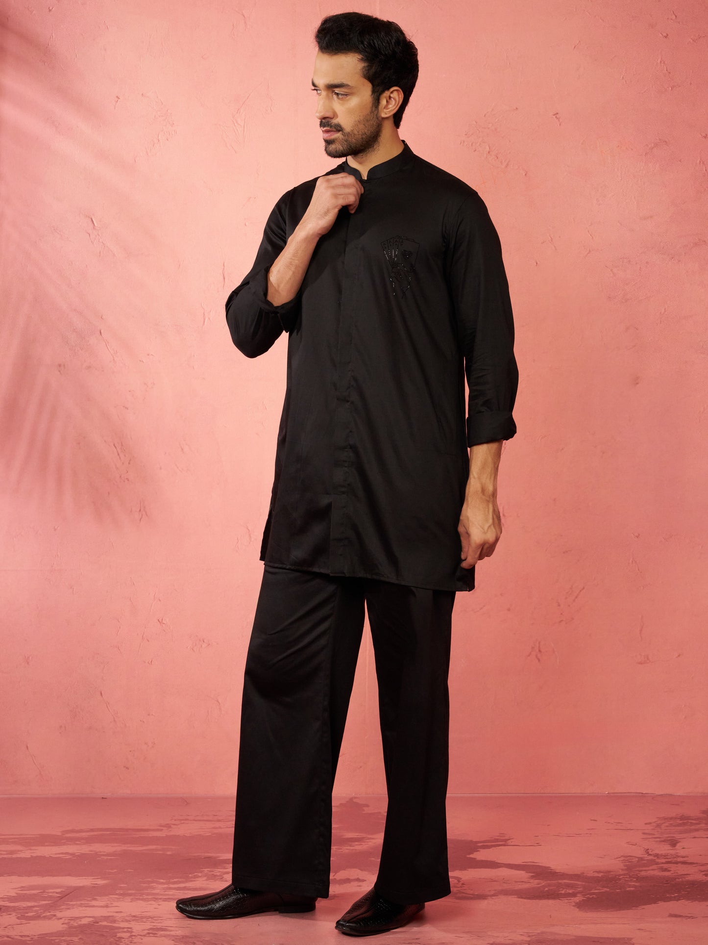 Gold Satin Festival Wear Men'S Kurta Set