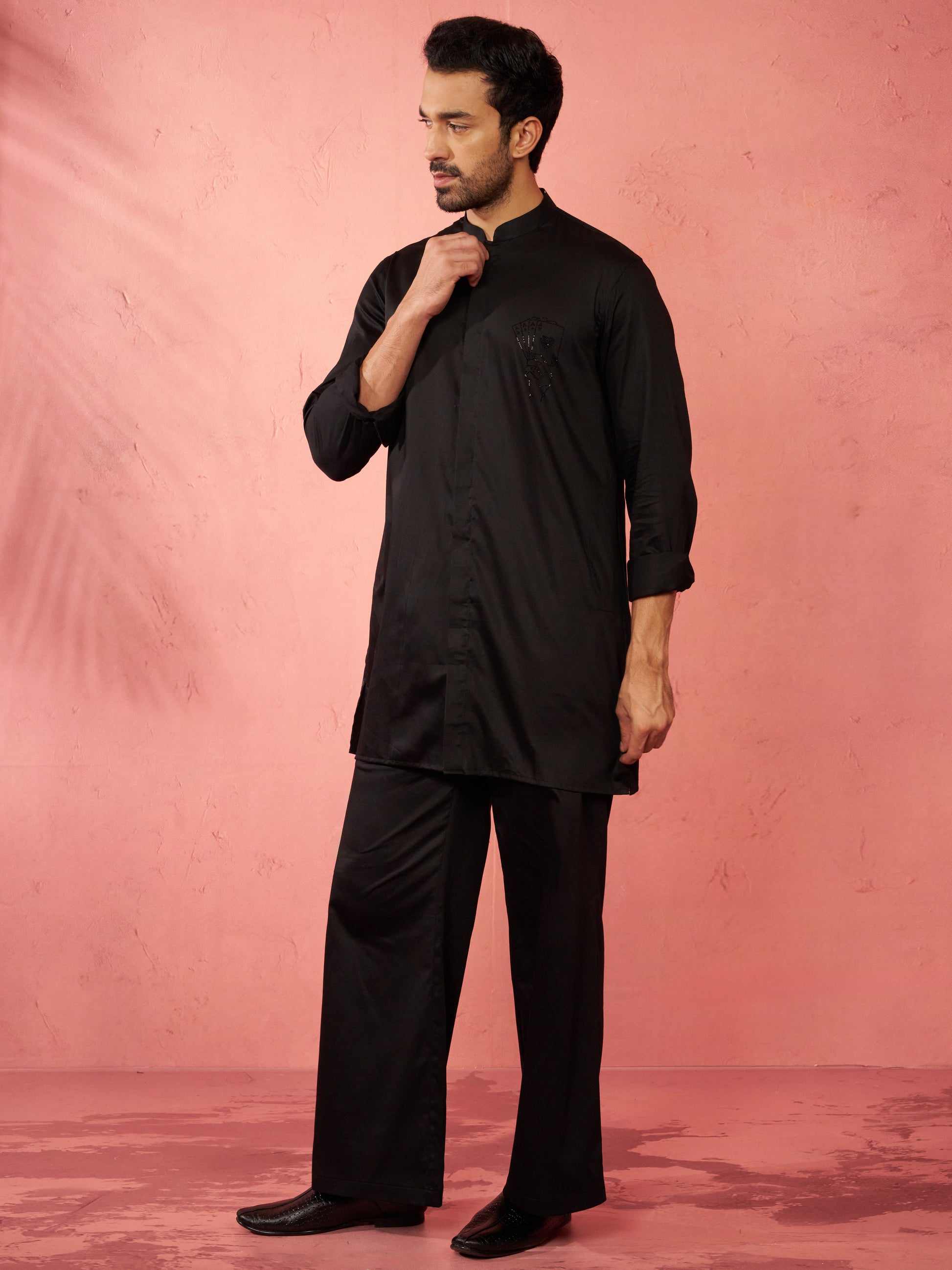 Gold Satin Festival Wear Men'S Kurta Set