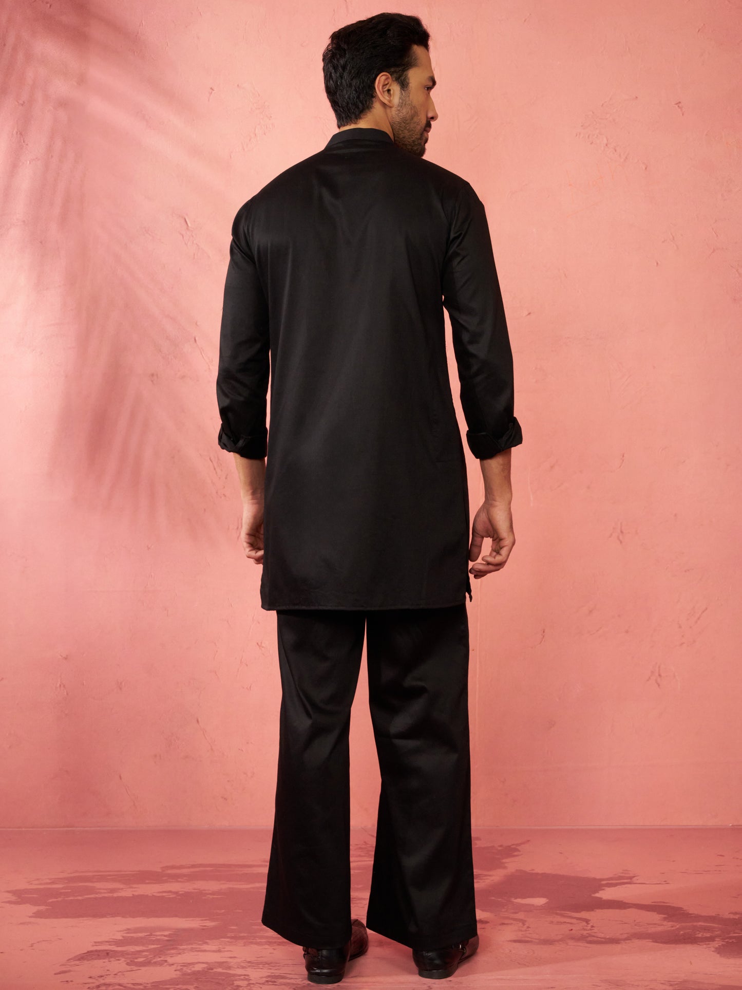 Gold Satin Festival Wear Men'S Kurta Set With Stylist Pocket