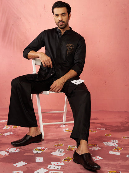 Gold Satin Festival Wear Men'S Kurta Set