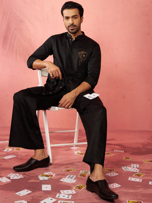 Gold Satin Festival Wear Men'S Kurta Set