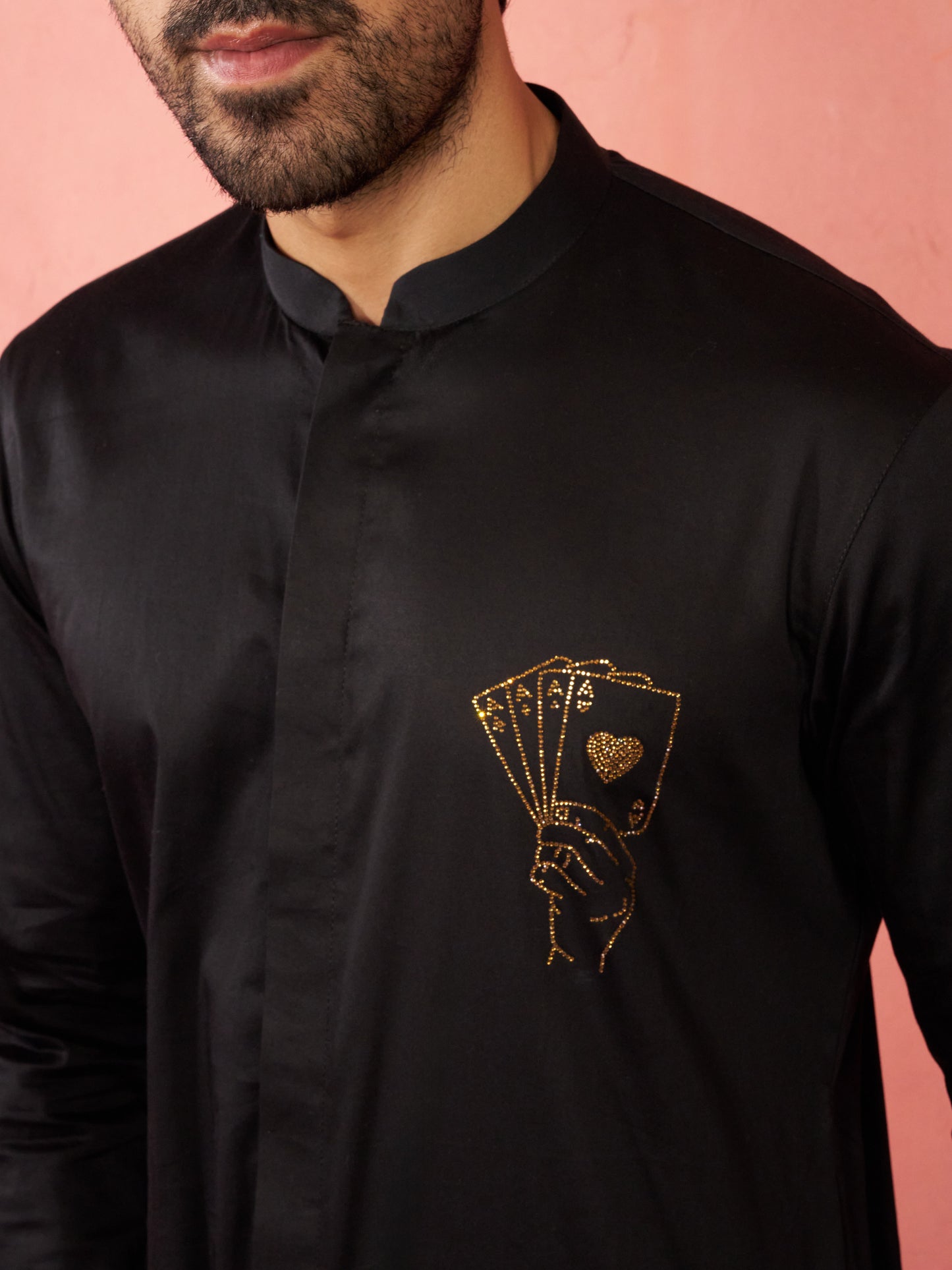 Gold Satin Festival Wear Men'S Kurta Set