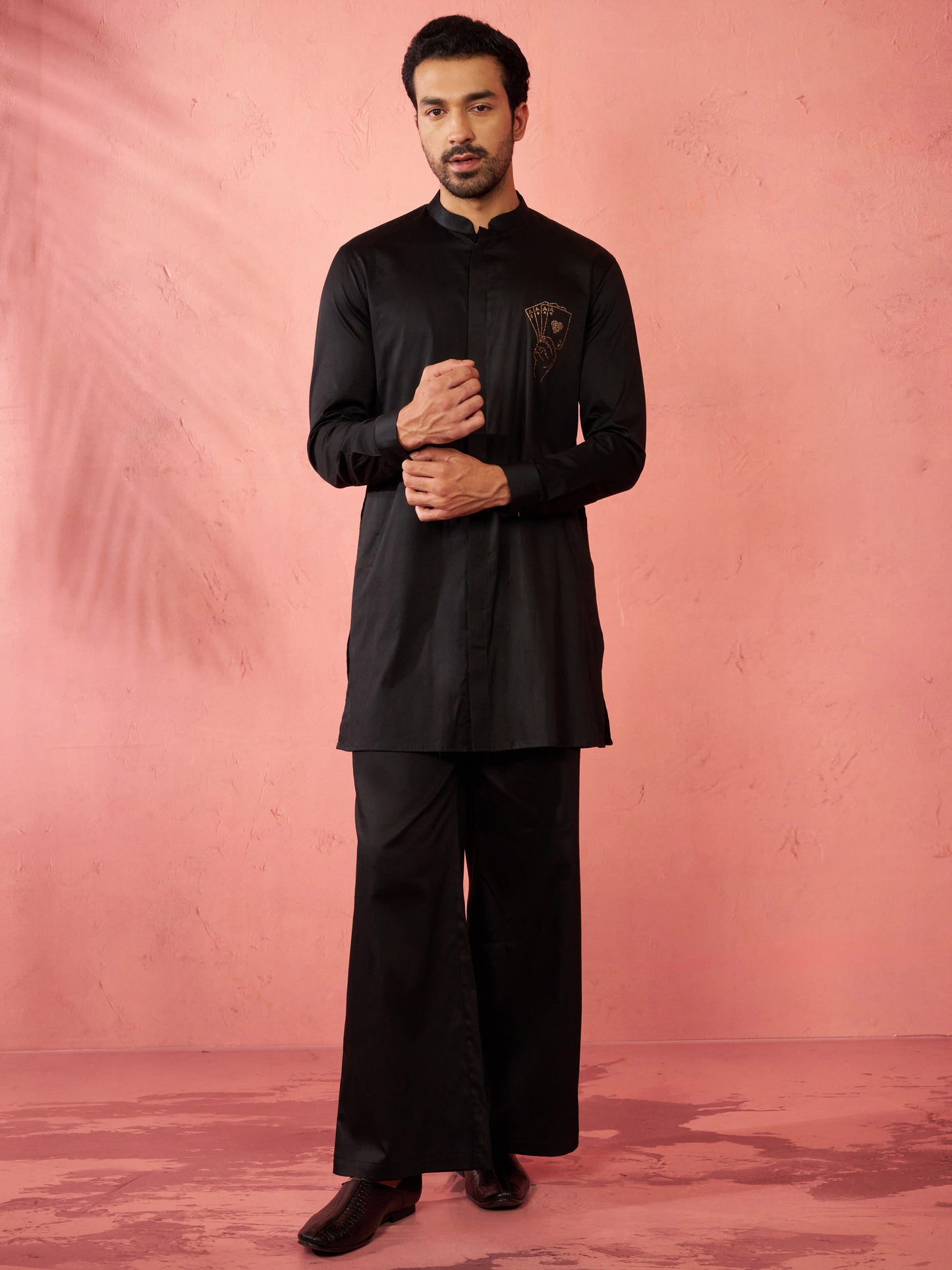 Gold Satin Festival Wear Men'S Kurta Set