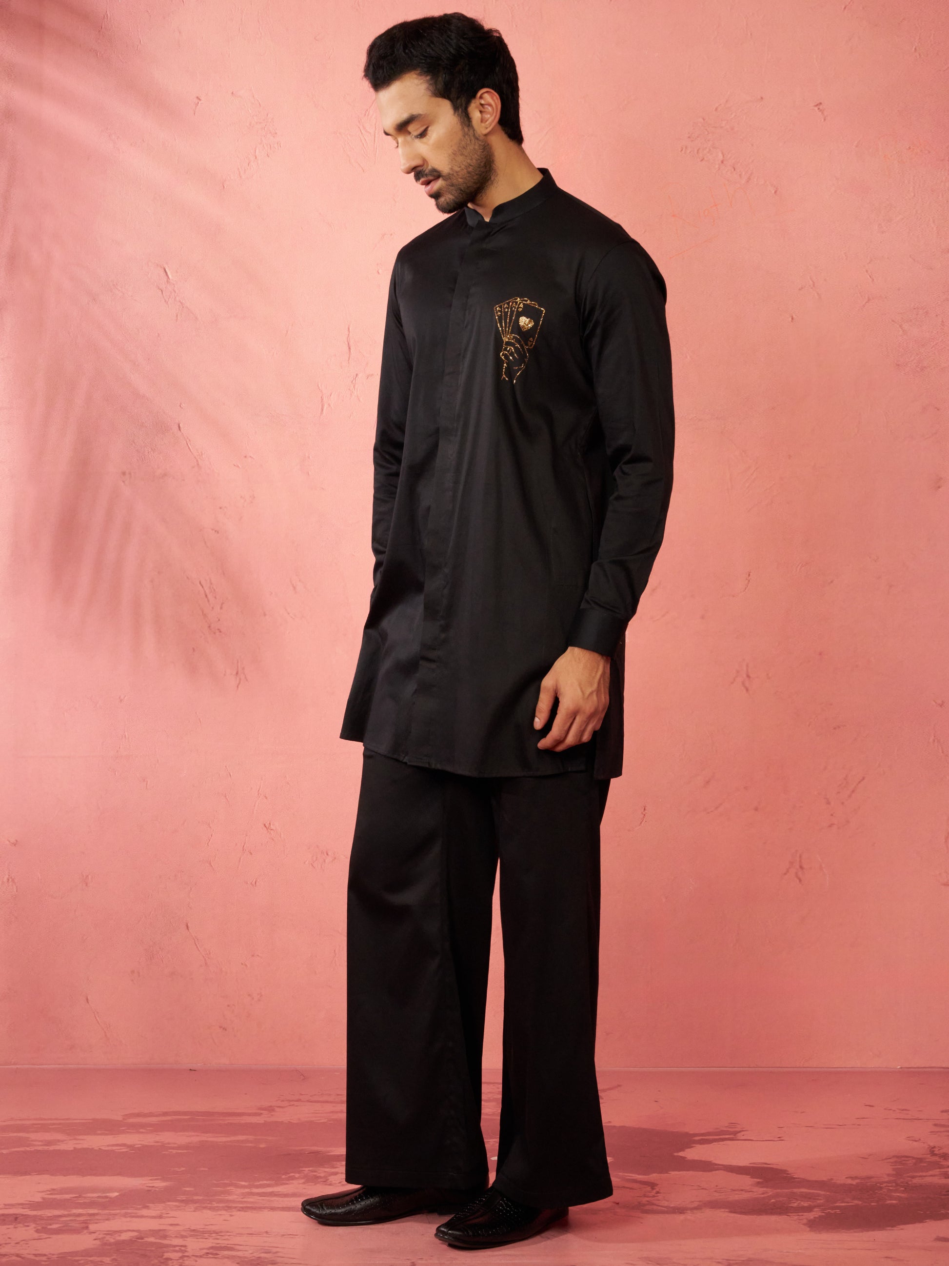 Gold Satin Festival Wear Men'S Kurta Set