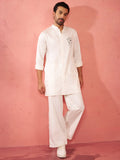 White Satin Festival Wear Men'S Kurta Set