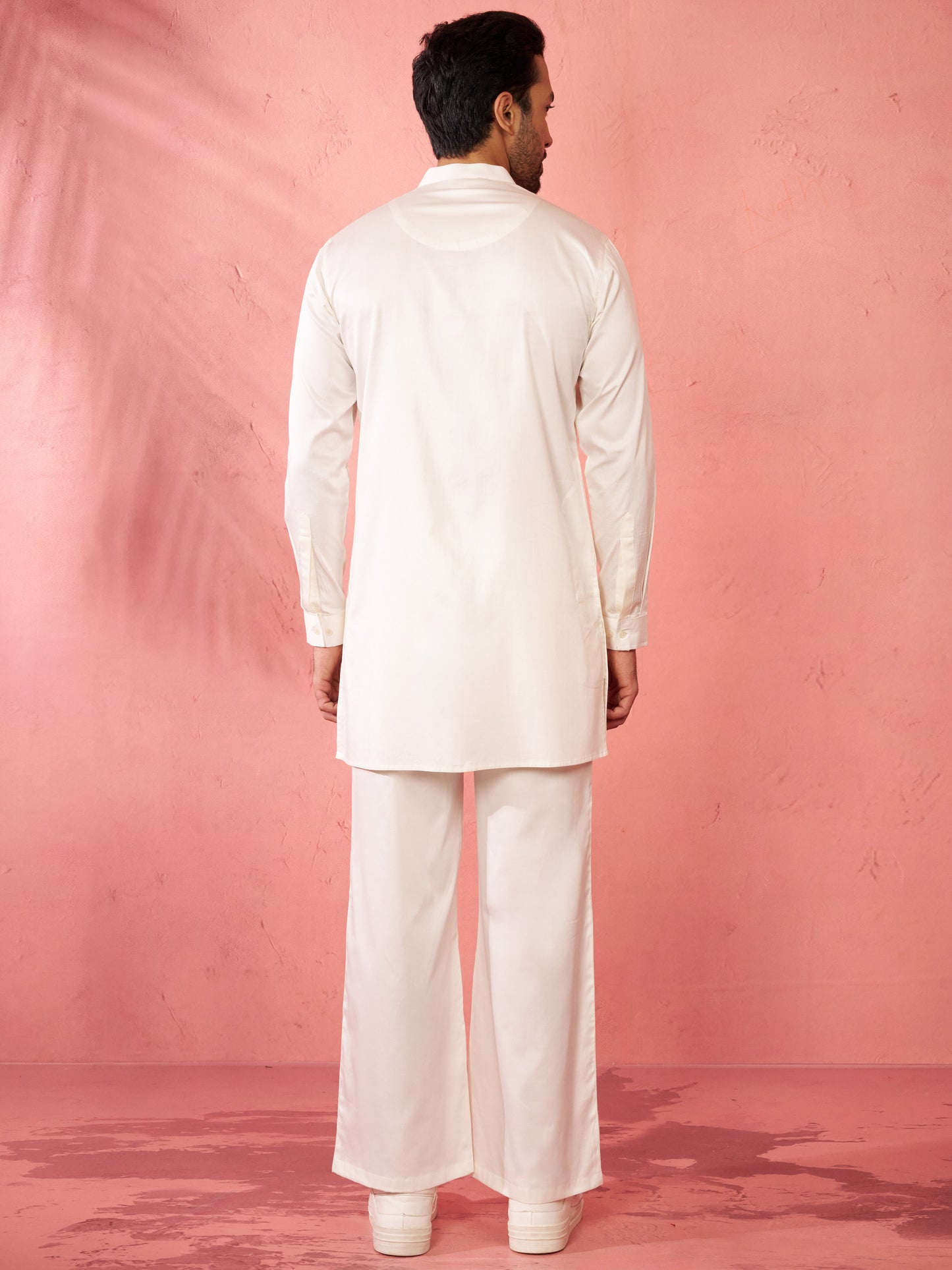 White Satin Festival Wear Men'S Kurta Set