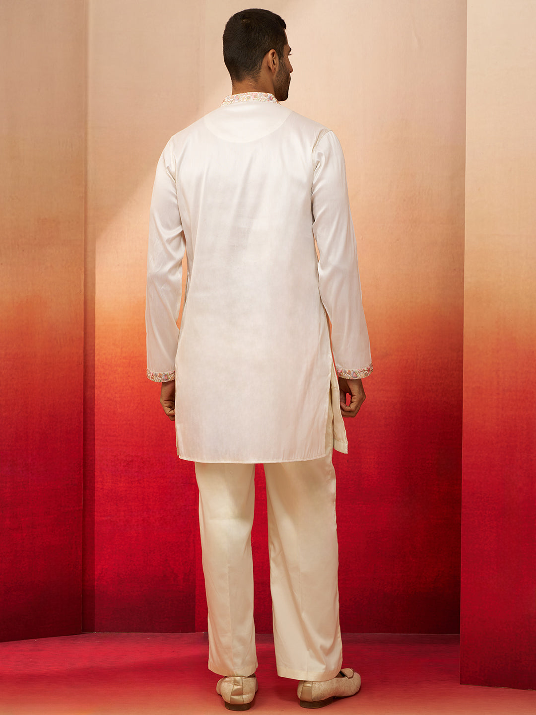 Off White Silk Blend Festival Men's Kurta Set