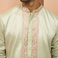 Pista Green Silk Blend Festival Men's Kurta Set