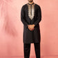 Black Satin Wedding Wear Men'S Kurta Set