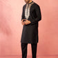Black Satin Wedding Wear Men'S Kurta Set