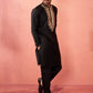 Black Satin Wedding Wear Men'S Kurta Set