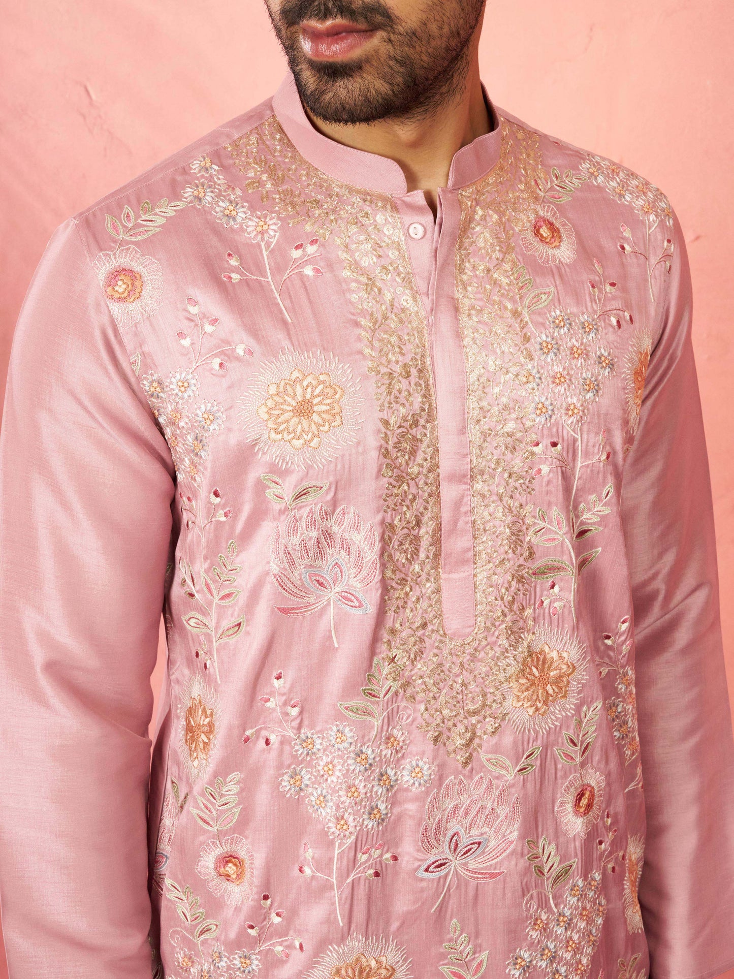 Onion Silk Wedding Wear Men'S Kurta Set