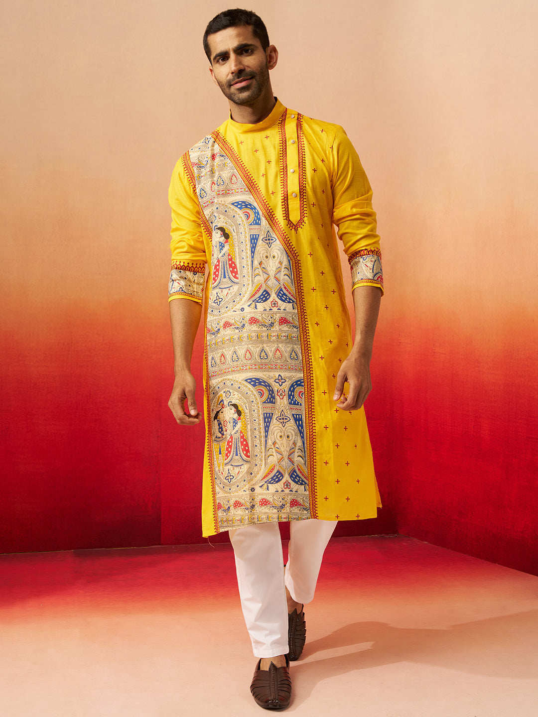 Yellow Cotton Festival Men's Kurta Set