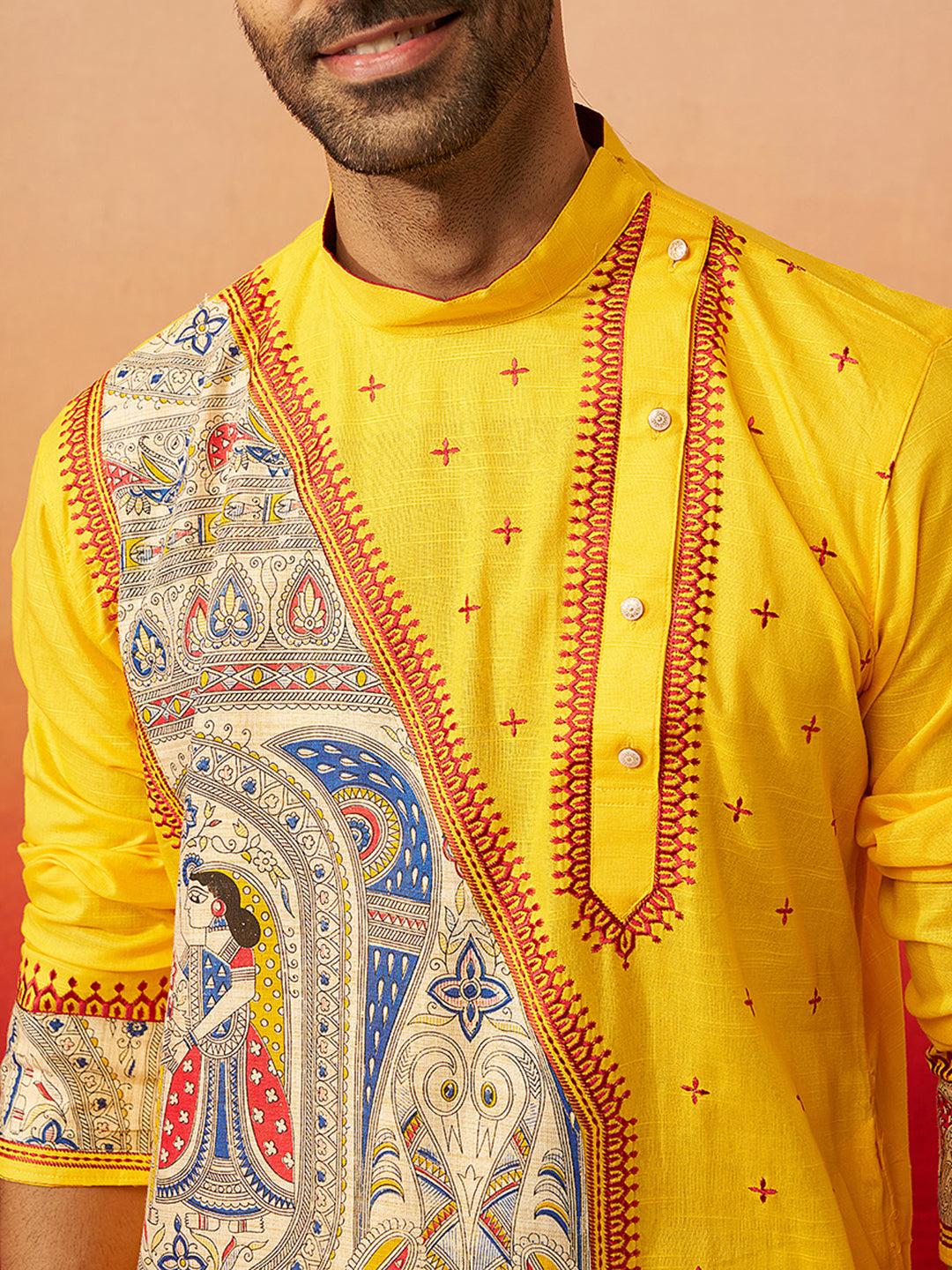 Yellow Cotton Festival Men's Kurta Set
