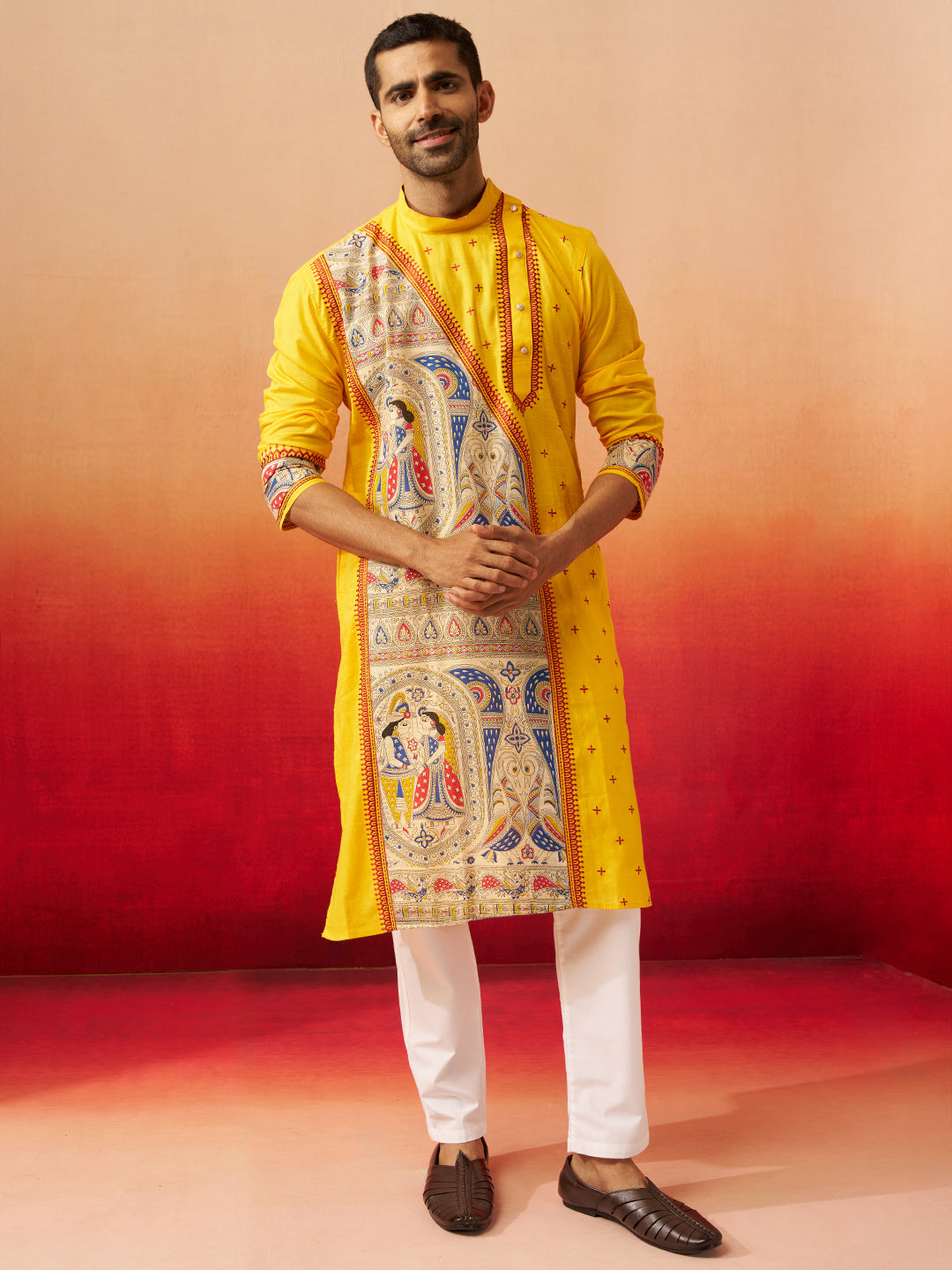 Yellow Cotton Festival Men's Kurta Set