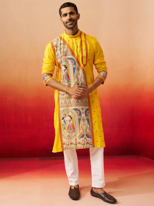 Yellow Cotton Festival Men's Kurta Set