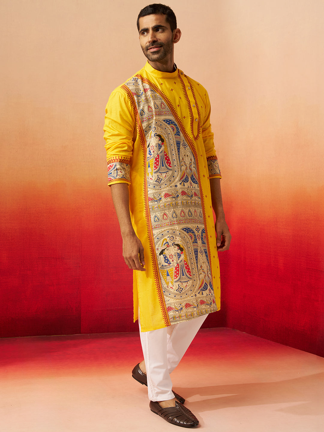 Yellow Cotton Festival Men's Kurta Set