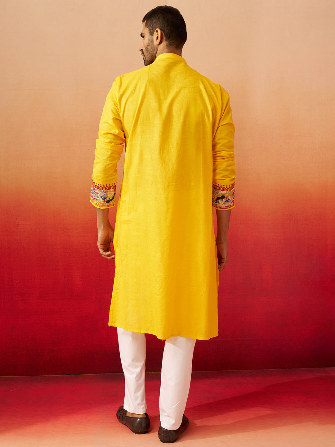Yellow Cotton Festival Men's Kurta Set