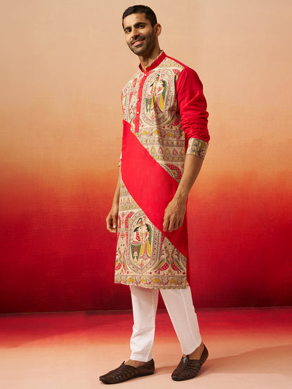 Maroon Cotton Festival Men's Kurta Set