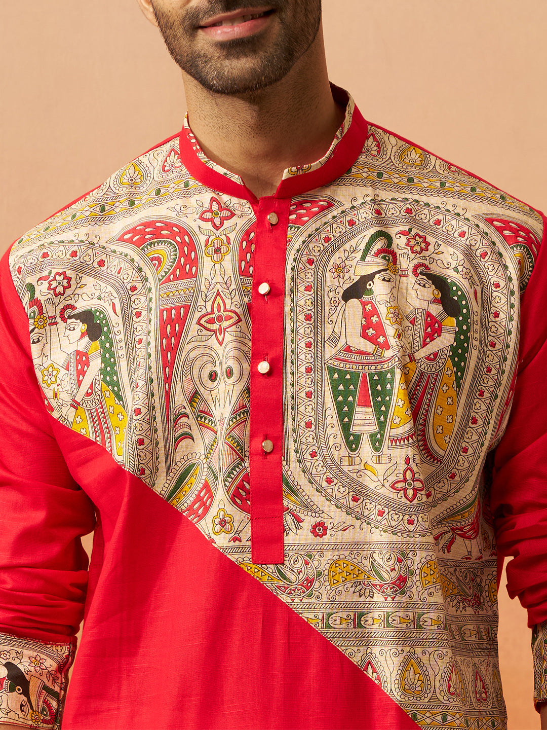 Maroon Cotton Festival Men's Kurta Set
