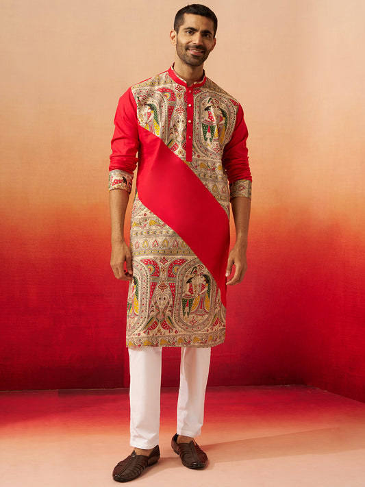 Maroon Cotton Festival Men's Kurta Set