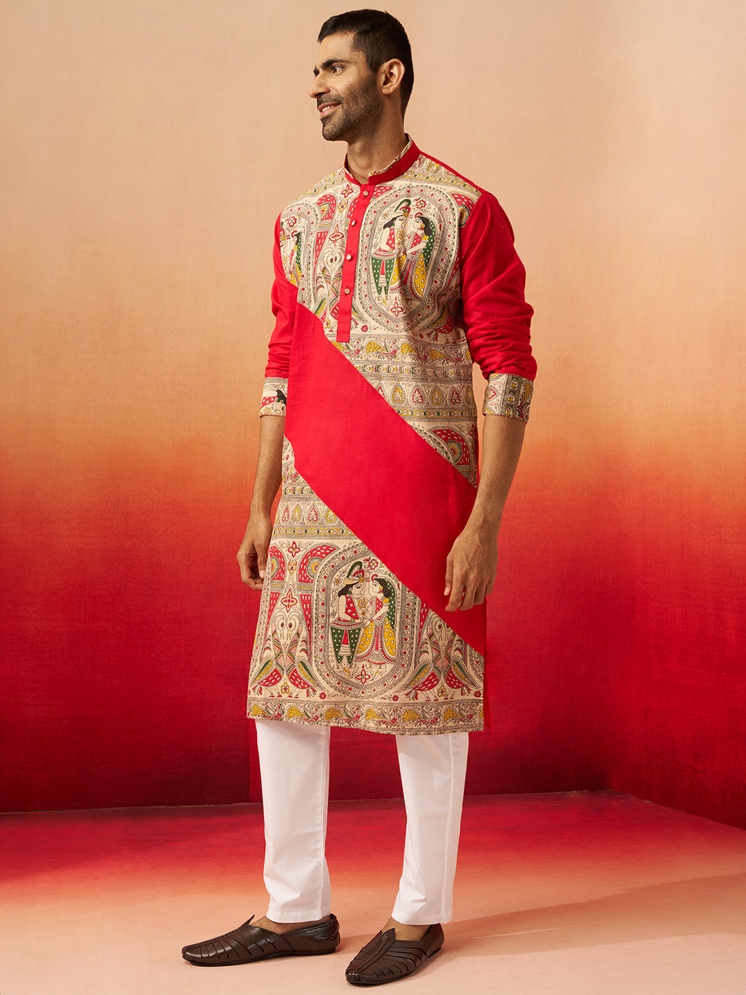 Maroon Cotton Festival Men's Kurta Set