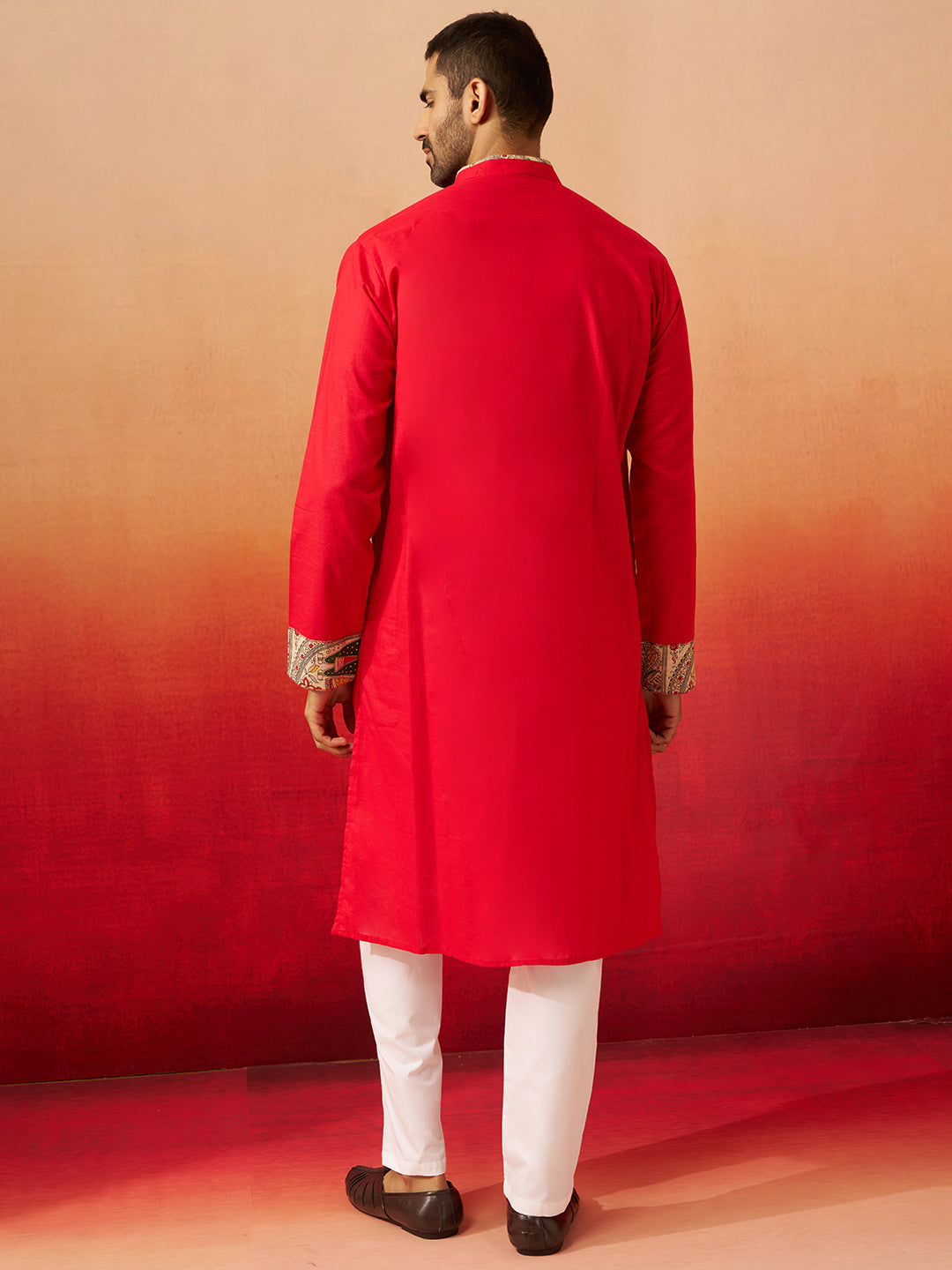 Maroon Cotton Festival Men's Kurta Set