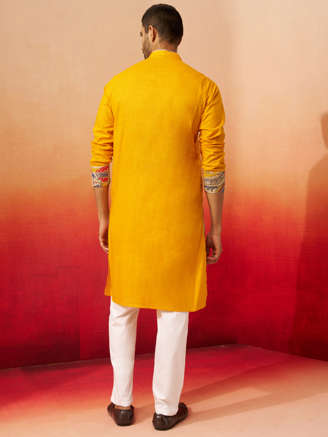 Stunning Yellow Cotton Festival Men's Kurta Set
