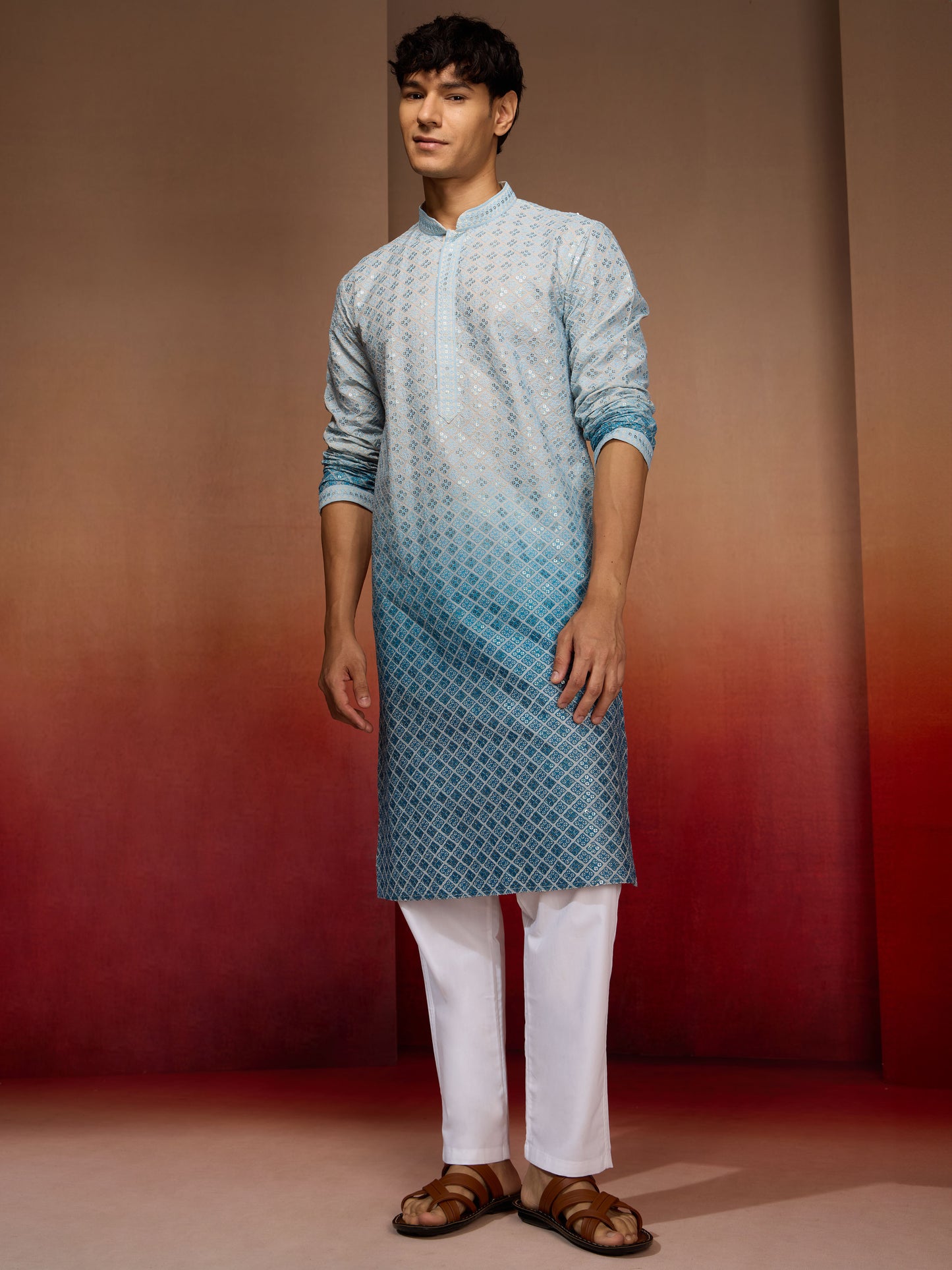 Men's Cotton Ombre Kurta Set