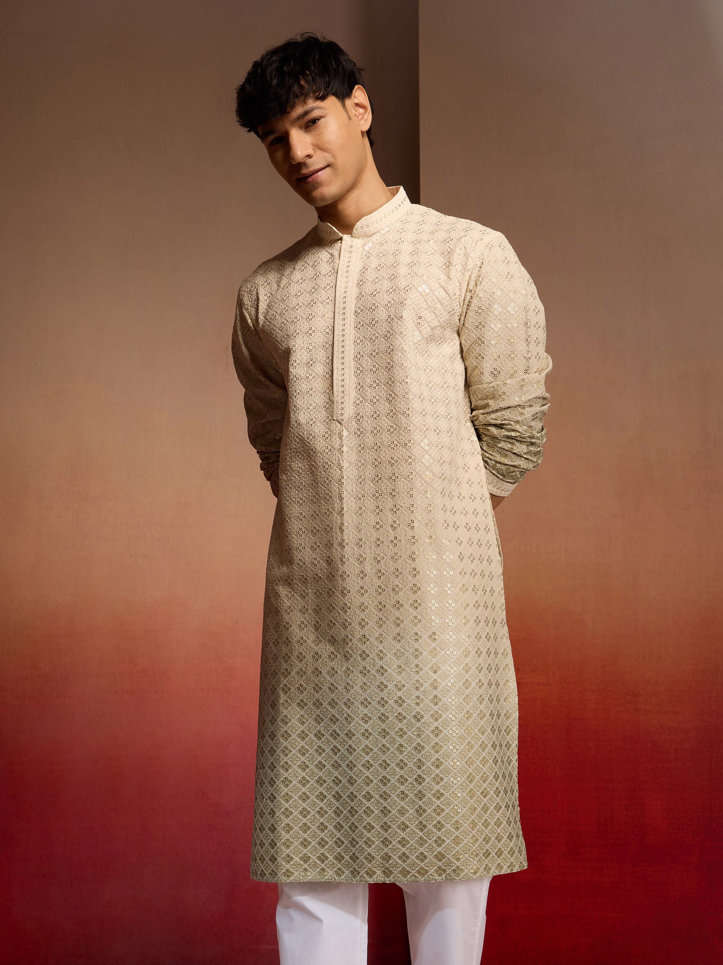 Green Cotton Festival Wear Men'S Kurta