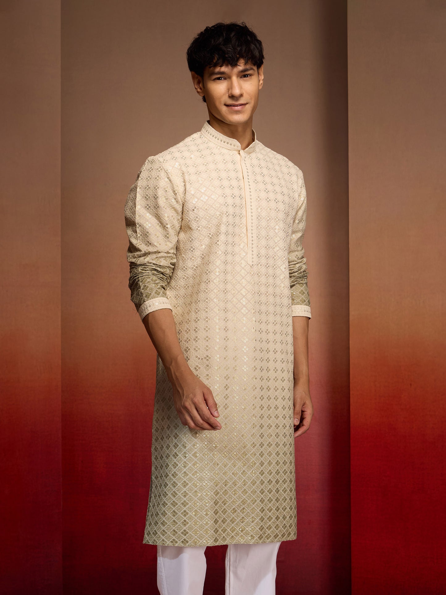 Green Cotton Festival Wear Men'S Kurta