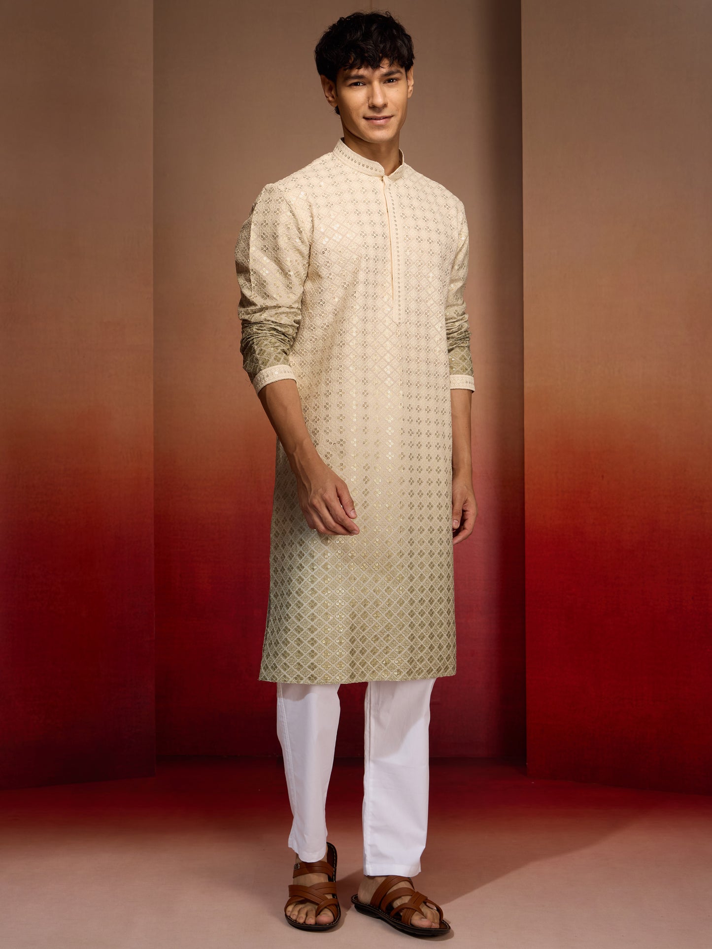 Green Cotton Festival Wear Men'S Kurta Set