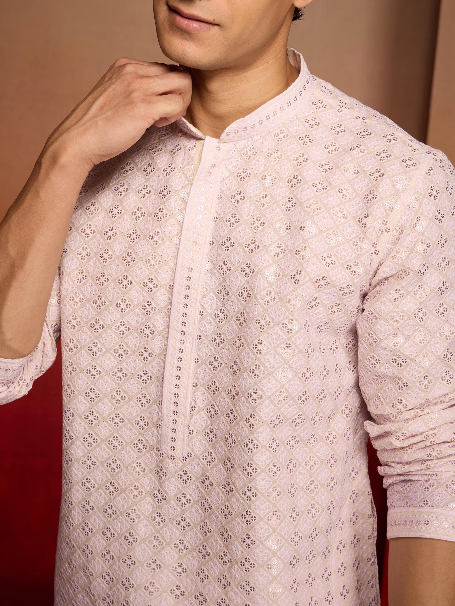 Onion Cotton Festival Wear Men'S Kurta Set