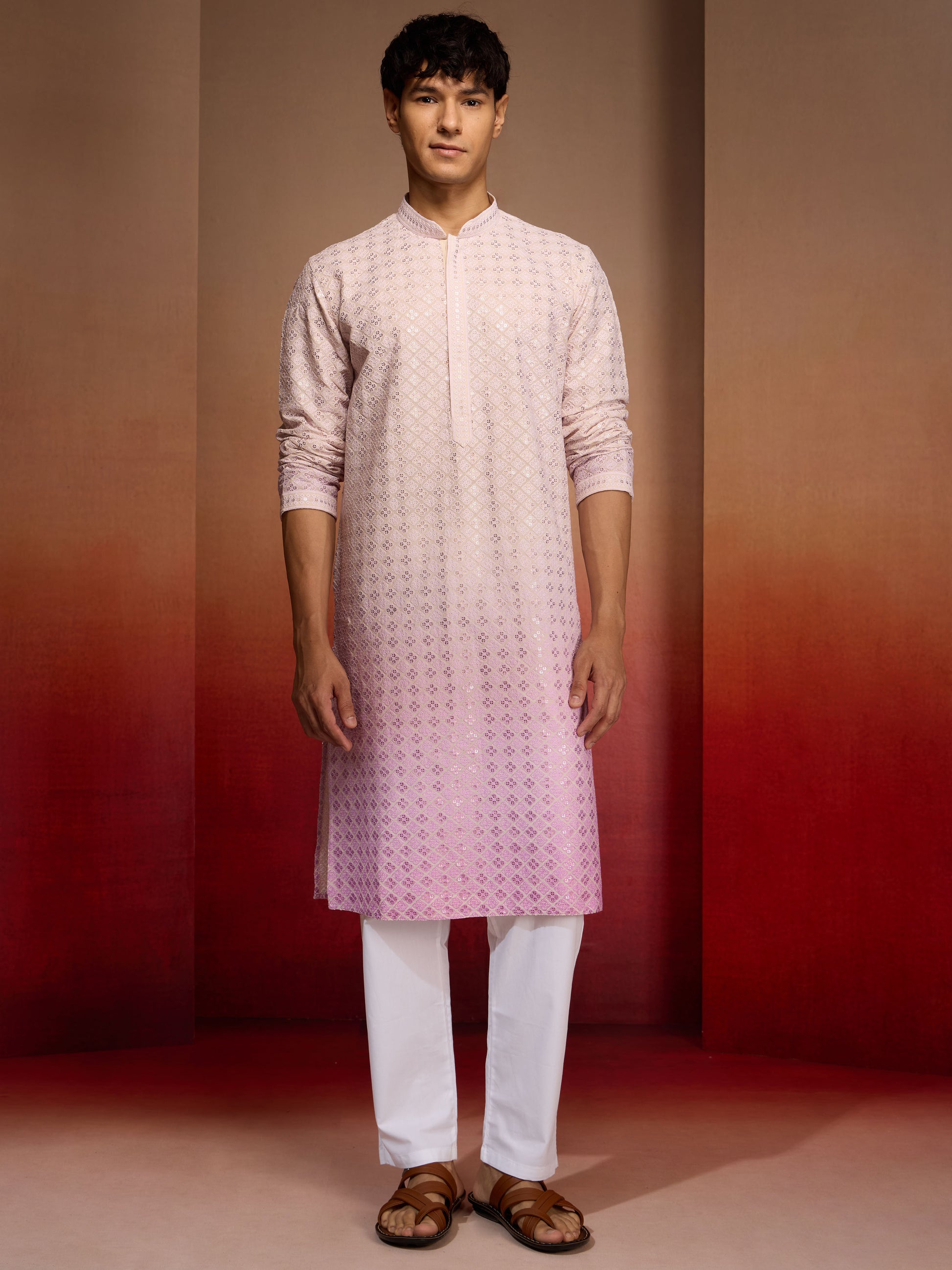 Onion Cotton Festival Wear Men'S Kurta Set