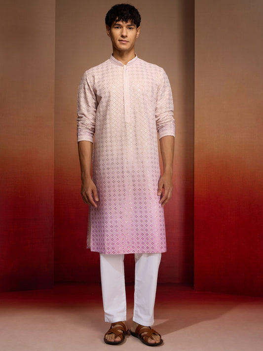 Onion Cotton Festival Wear Men'S Kurta Set