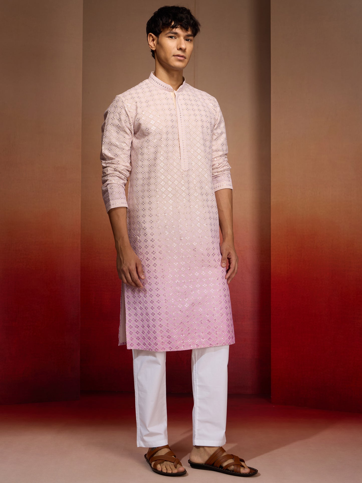 Onion Cotton Festival Wear Men'S Kurta Set