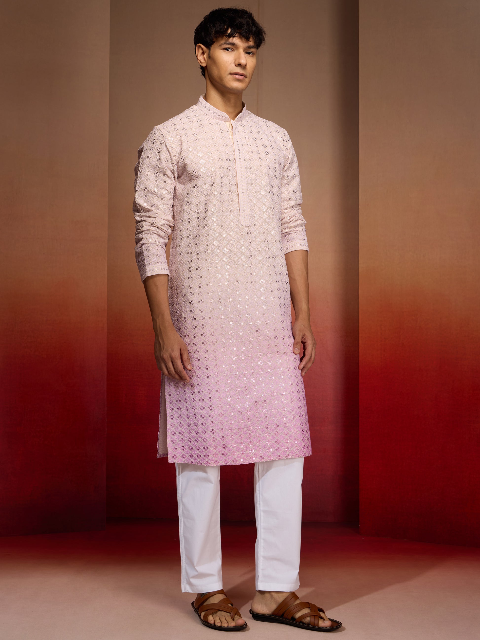 Onion Cotton Festival Wear Men'S Kurta Set