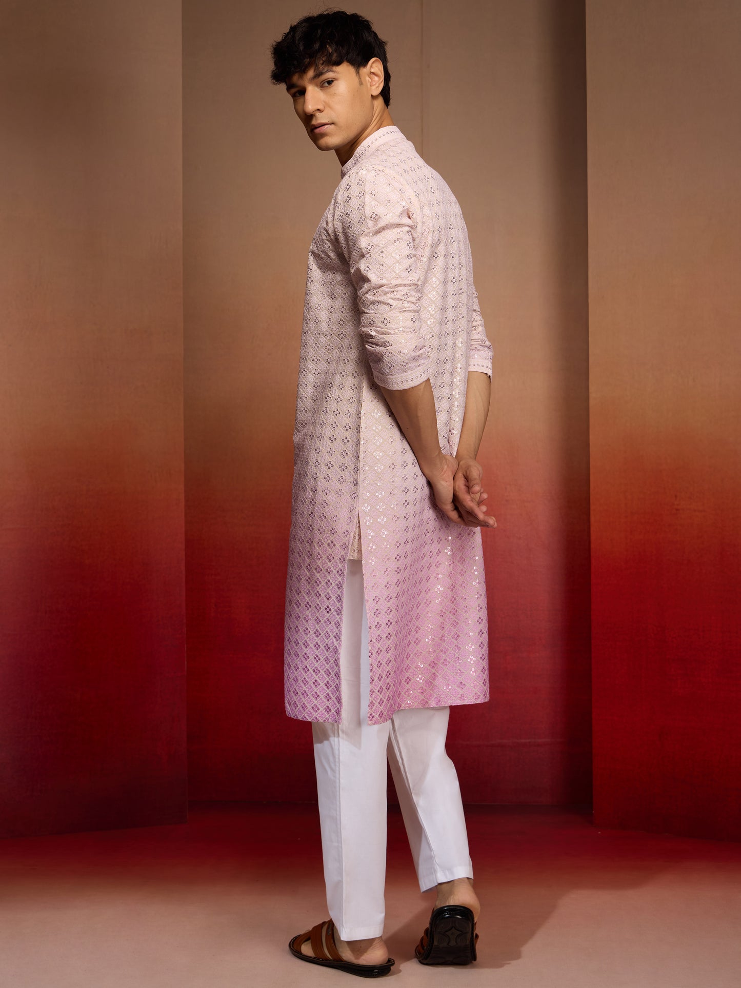 Onion Cotton Festival Wear Men'S Kurta Set
