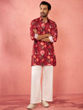 Maroon Rayon Festival Wear Men'S Kurta Set