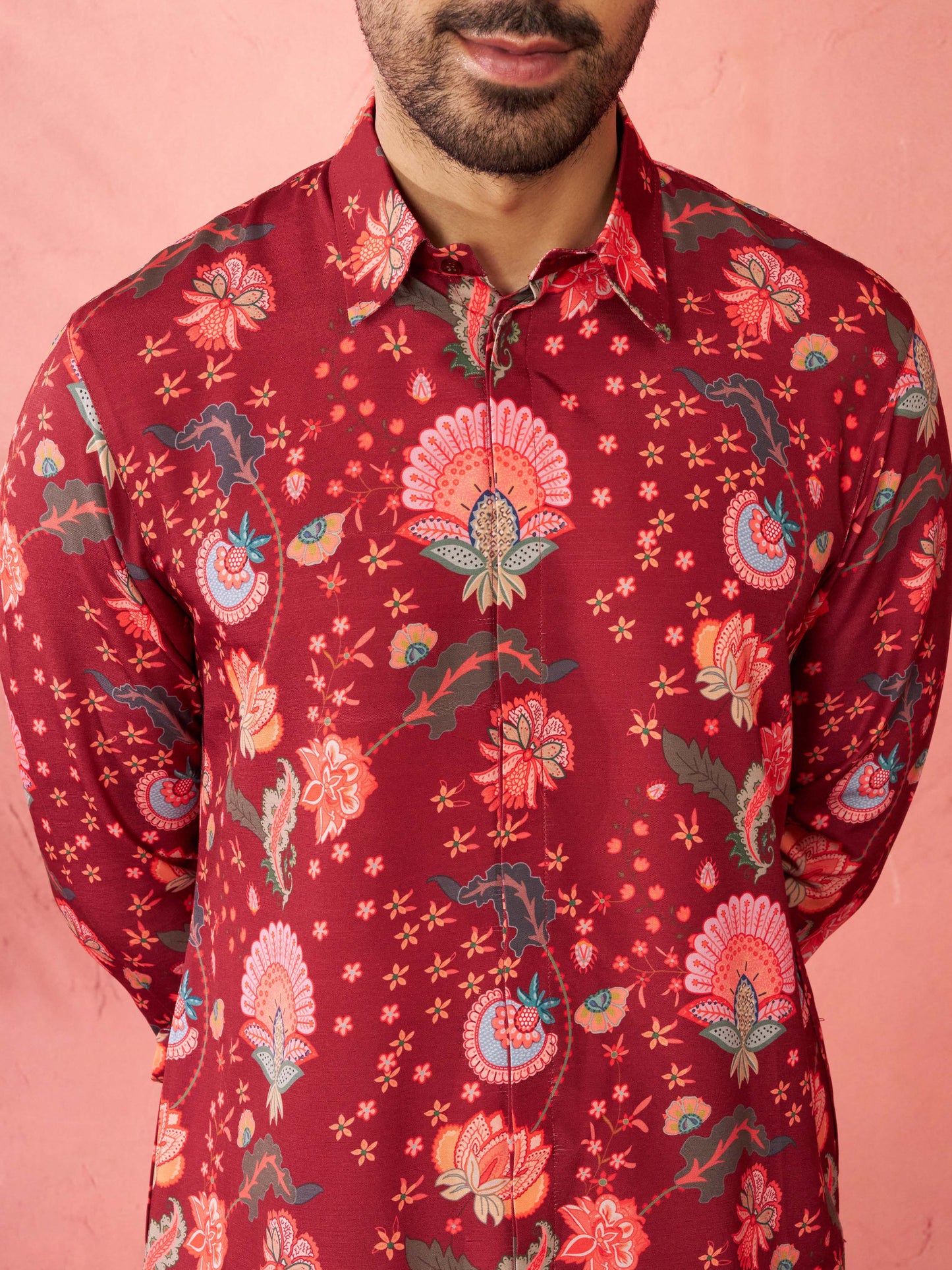 Maroon Rayon Festival Wear Men'S Kurta Set