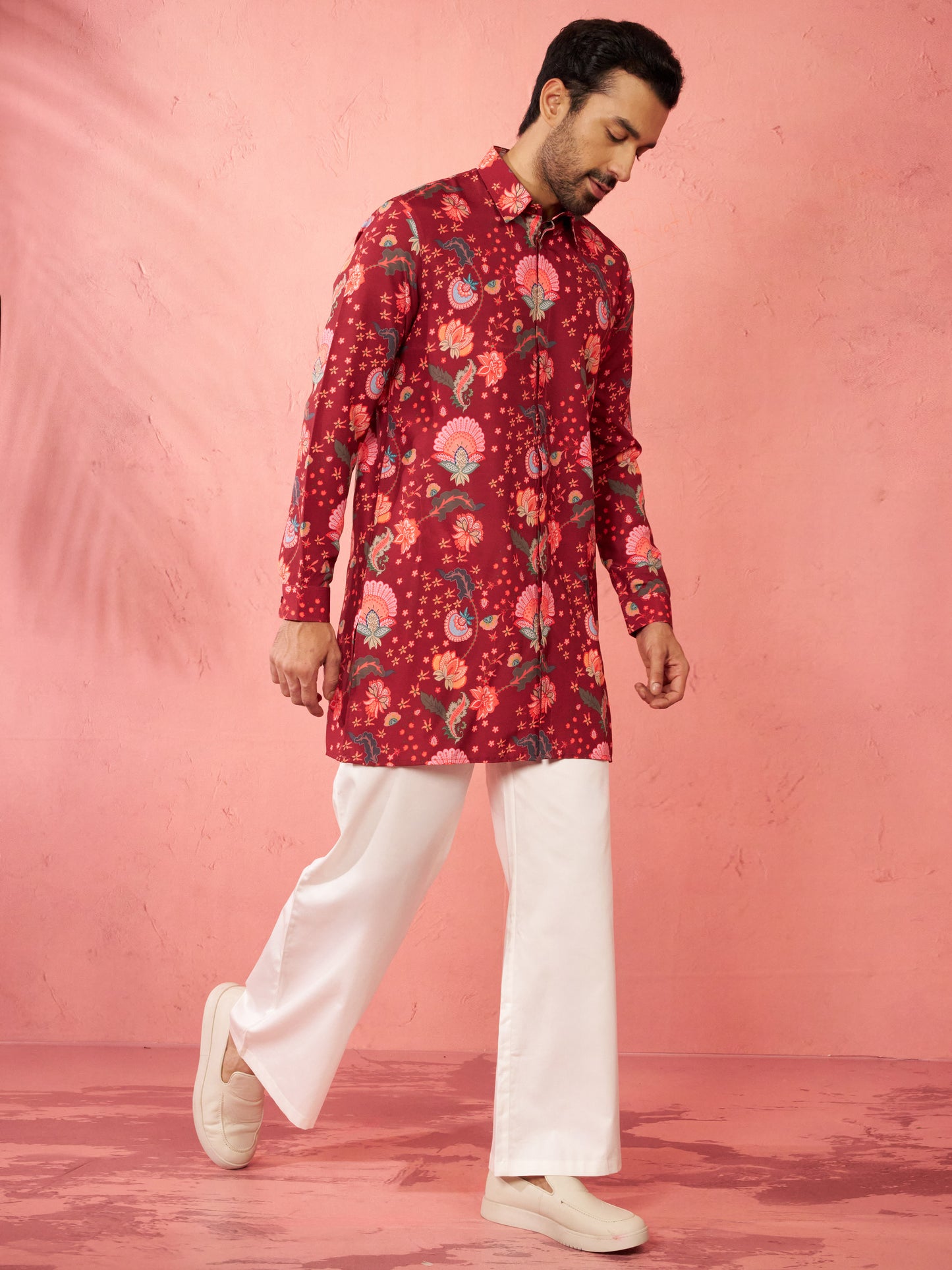 Maroon Rayon Festival Wear Men'S Kurta Set