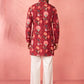 Maroon Rayon Festival Wear Men'S Kurta Set