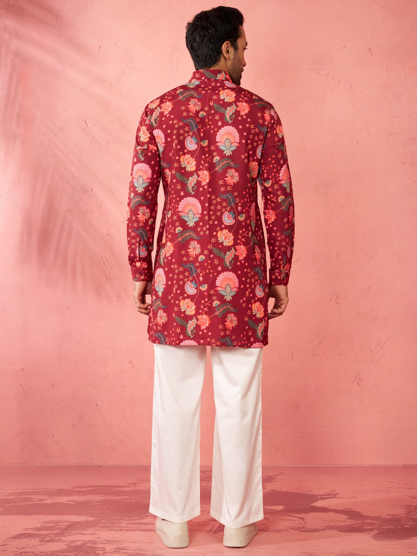 Maroon Rayon Festival Wear Men'S Kurta Set