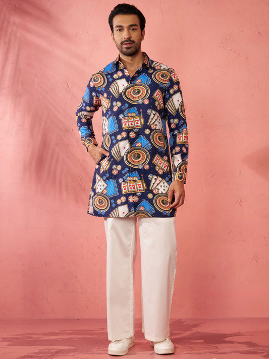 Blue Rayon Festival Wear Men'S Kurta Set